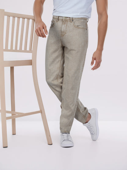 Celio* Men Brown Solid Loose Fit Cotton Jeans