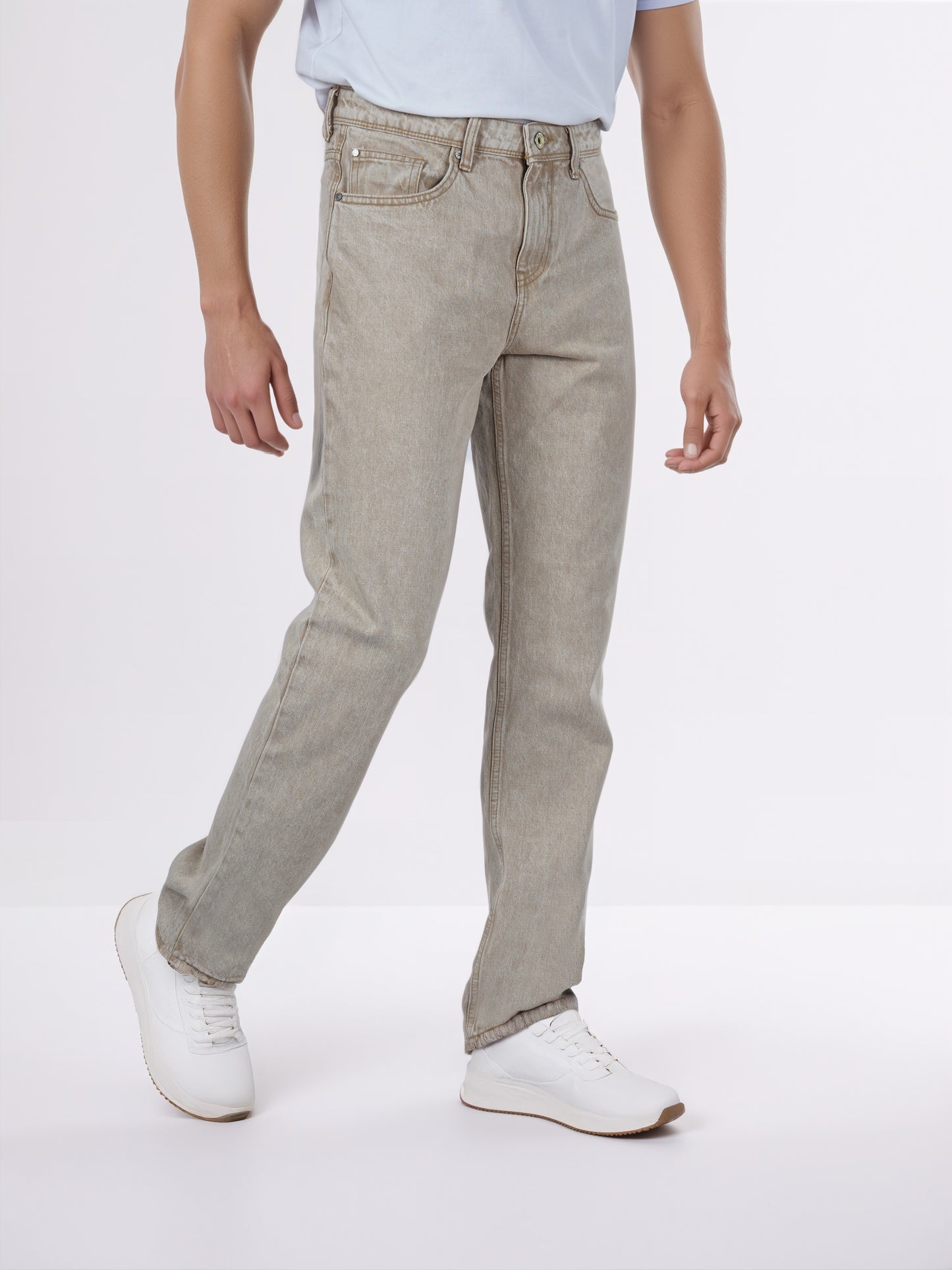 Celio* Men Brown Solid Loose Fit Cotton Jeans