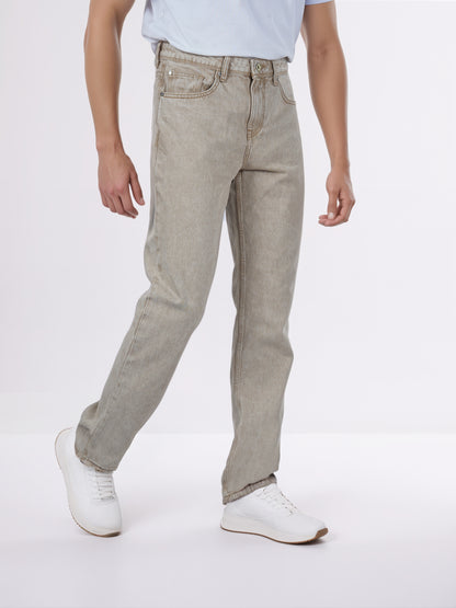 Celio* Men Brown Solid Loose Fit Cotton Jeans