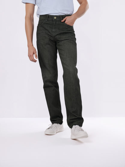 Celio* Men Olive Solid Loose Fit Cotton Jeans