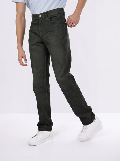Celio* Men Olive Solid Loose Fit Cotton Jeans
