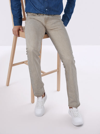 Celio* Men Brown Solid Loose Fit Cotton Jeans