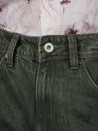 Celio* Men Olive Solid Loose Fit Cotton Jeans