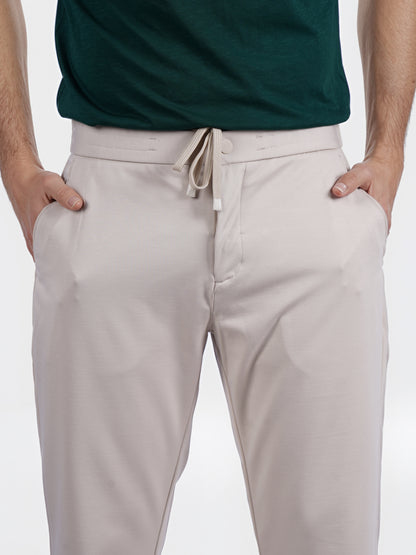 Celio* Men Beige Solid Slim Fit Terylene Knit Trouser