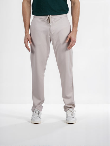 Celio* Men Beige Solid Slim Fit Terylene Knit Trouser