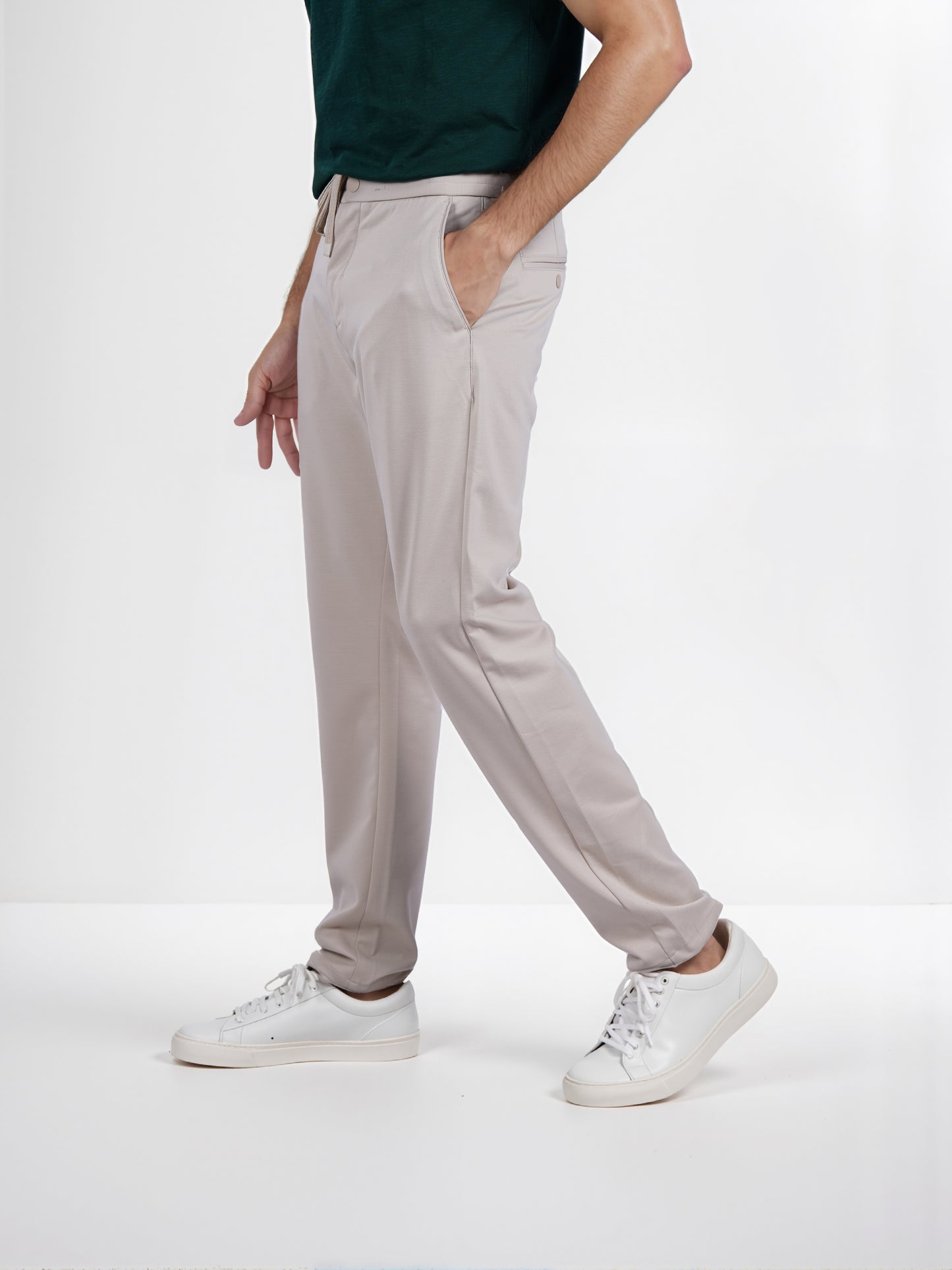 Celio* Men Beige Solid Slim Fit Terylene Knit Trouser