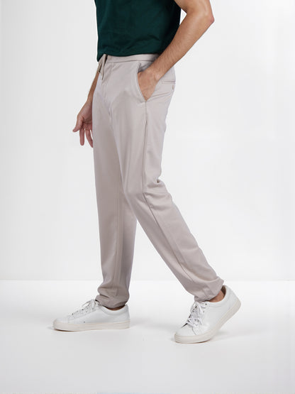 Celio* Men Beige Solid Slim Fit Terylene Knit Trouser