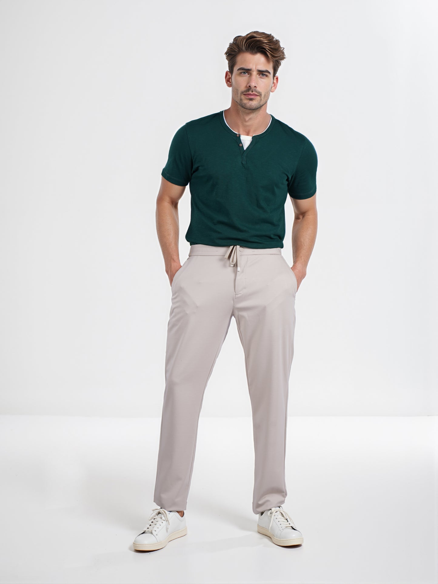 Celio* Men Beige Solid Slim Fit Terylene Knit Trouser