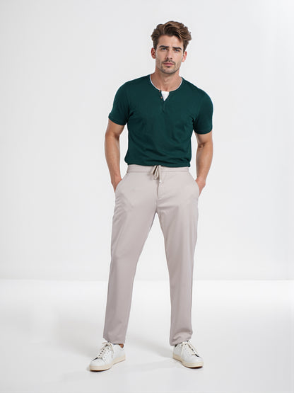 Celio* Men Beige Solid Slim Fit Terylene Knit Trouser