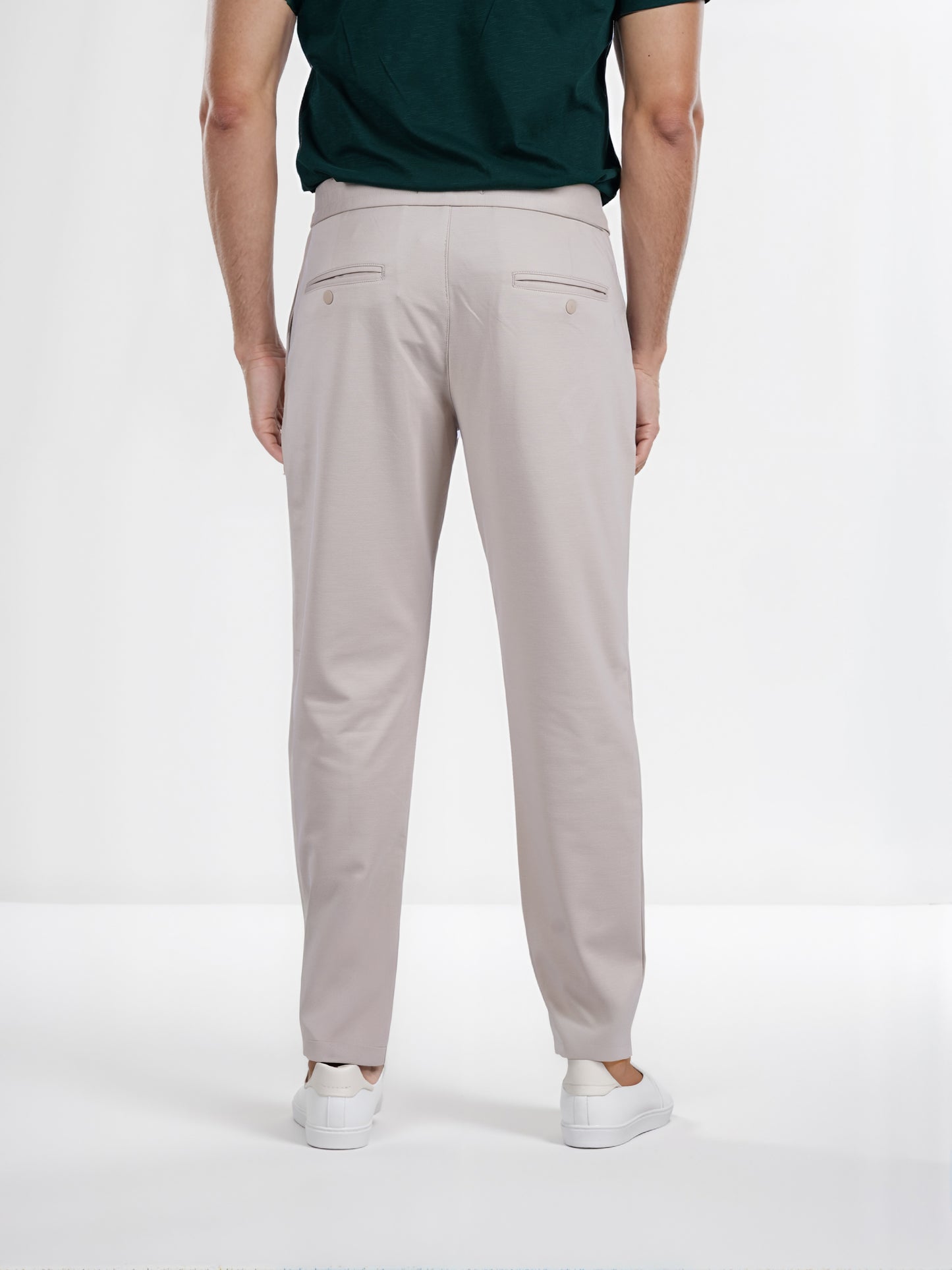 Celio* Men Beige Solid Slim Fit Terylene Knit Trouser