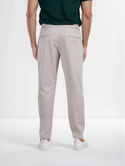 Celio* Men Beige Solid Slim Fit Terylene Knit Trouser