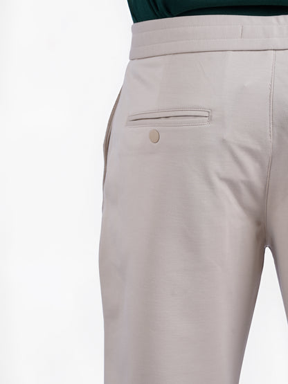 Celio* Men Beige Solid Slim Fit Terylene Knit Trouser