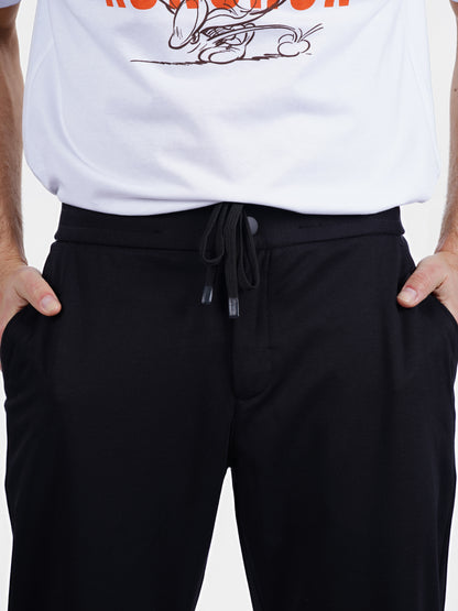 Celio* Men Black Solid Slim Fit Terylene Knit Trouser