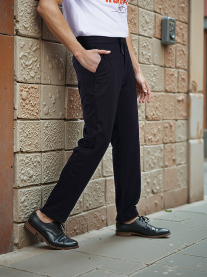 Celio* Men Black Solid Slim Fit Terylene Knit Trouser