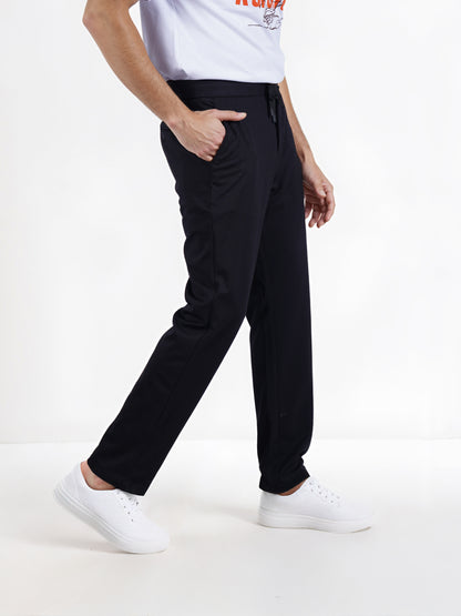 Celio* Men Black Solid Slim Fit Terylene Knit Trouser