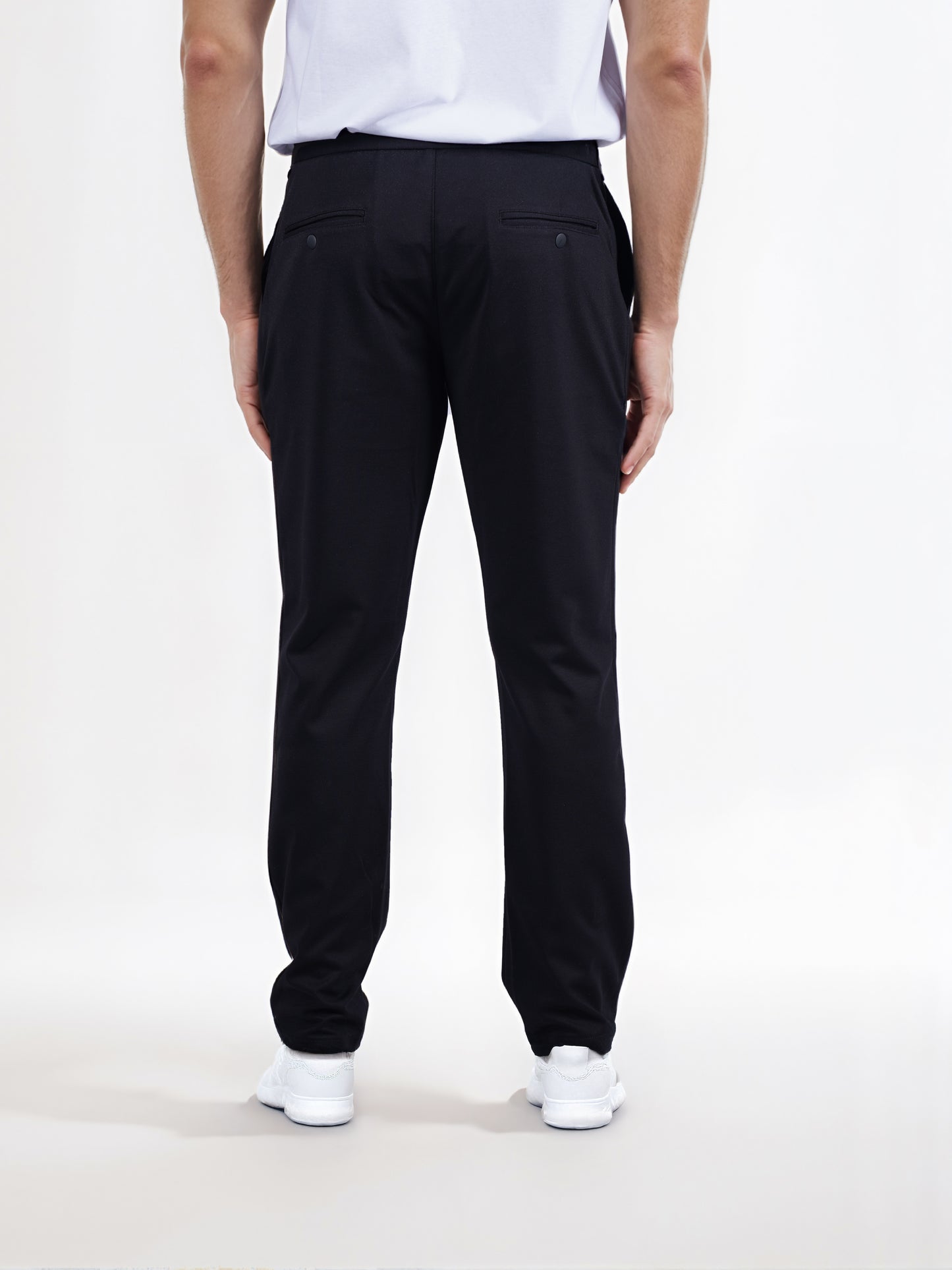 Celio* Men Black Solid Slim Fit Terylene Knit Trouser