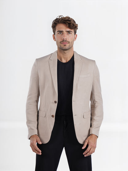 Celio* Men Beige Solid Slim Fit Lyocell Suit Jacket