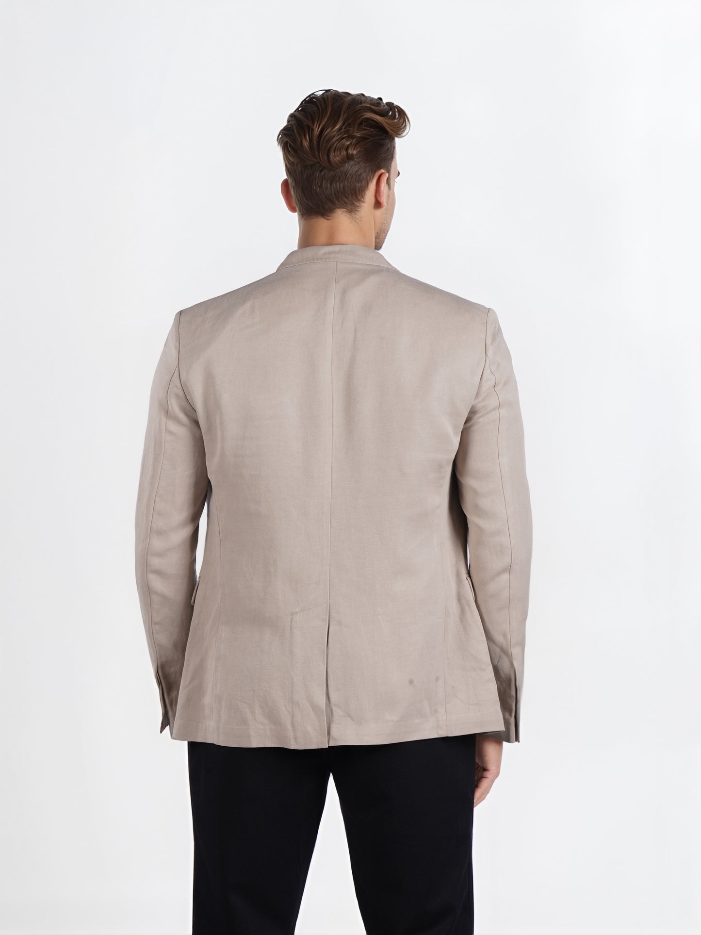 Celio* Men Beige Solid Slim Fit Lyocell Suit Jacket