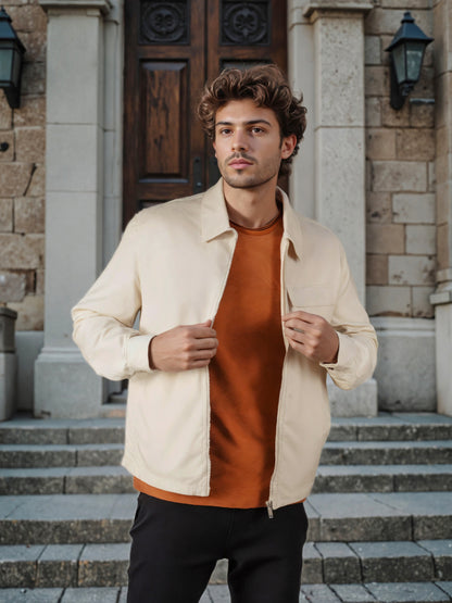 Celio* Men Cream Solid Regular Fit Linen Jackets