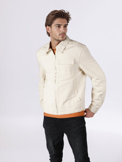 Celio* Men Cream Solid Regular Fit Linen Jackets