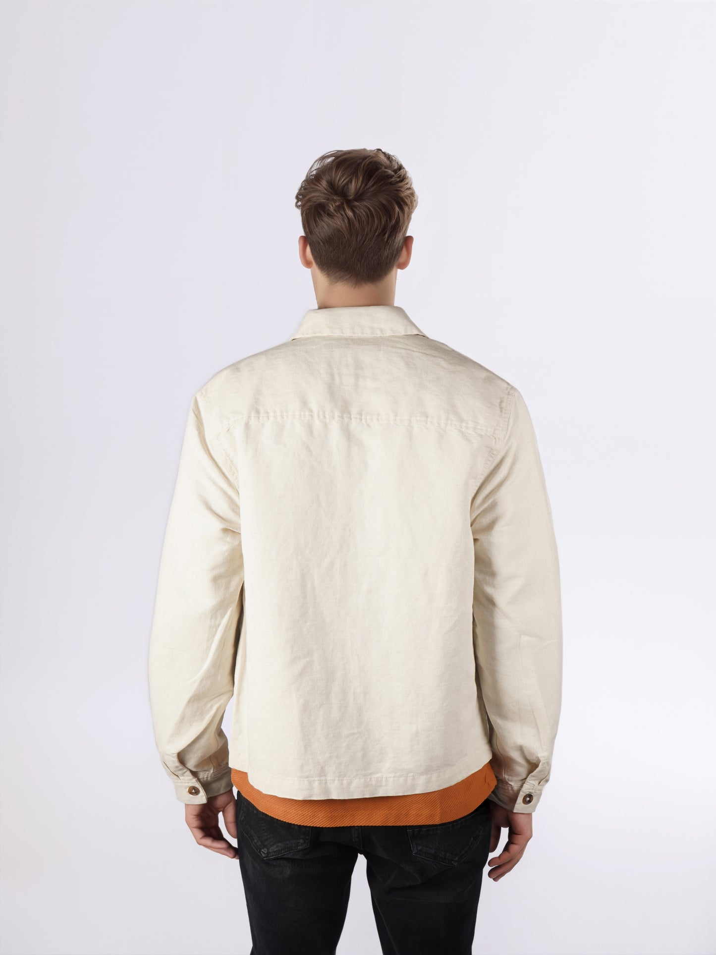 Celio* Men Cream Solid Regular Fit Linen Jackets