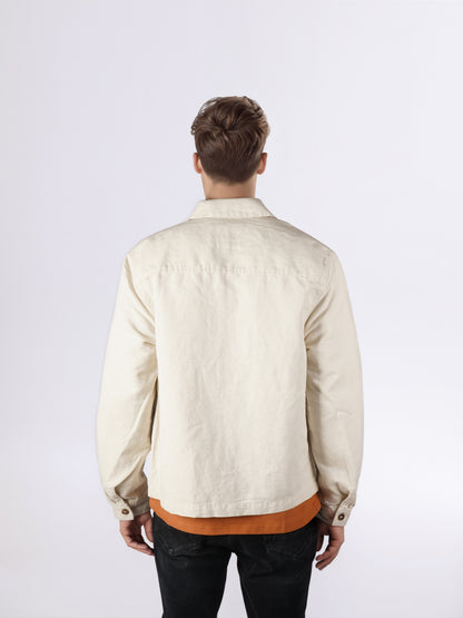 Celio* Men Cream Solid Regular Fit Linen Jackets