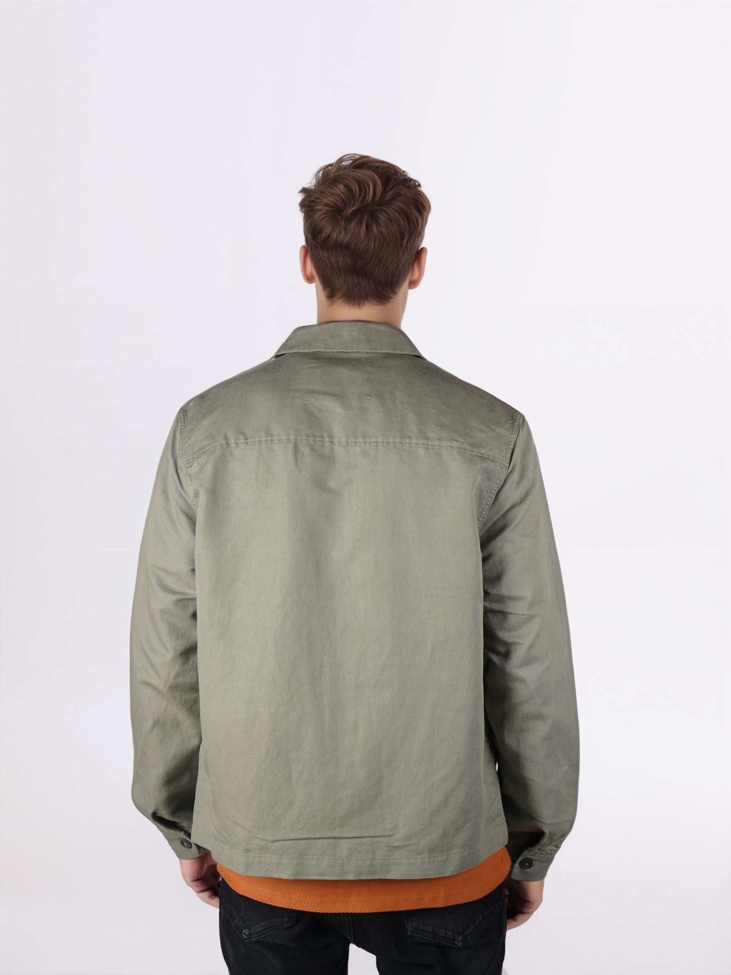 Celio* Men Olive Solid Regular Fit Linen Jackets