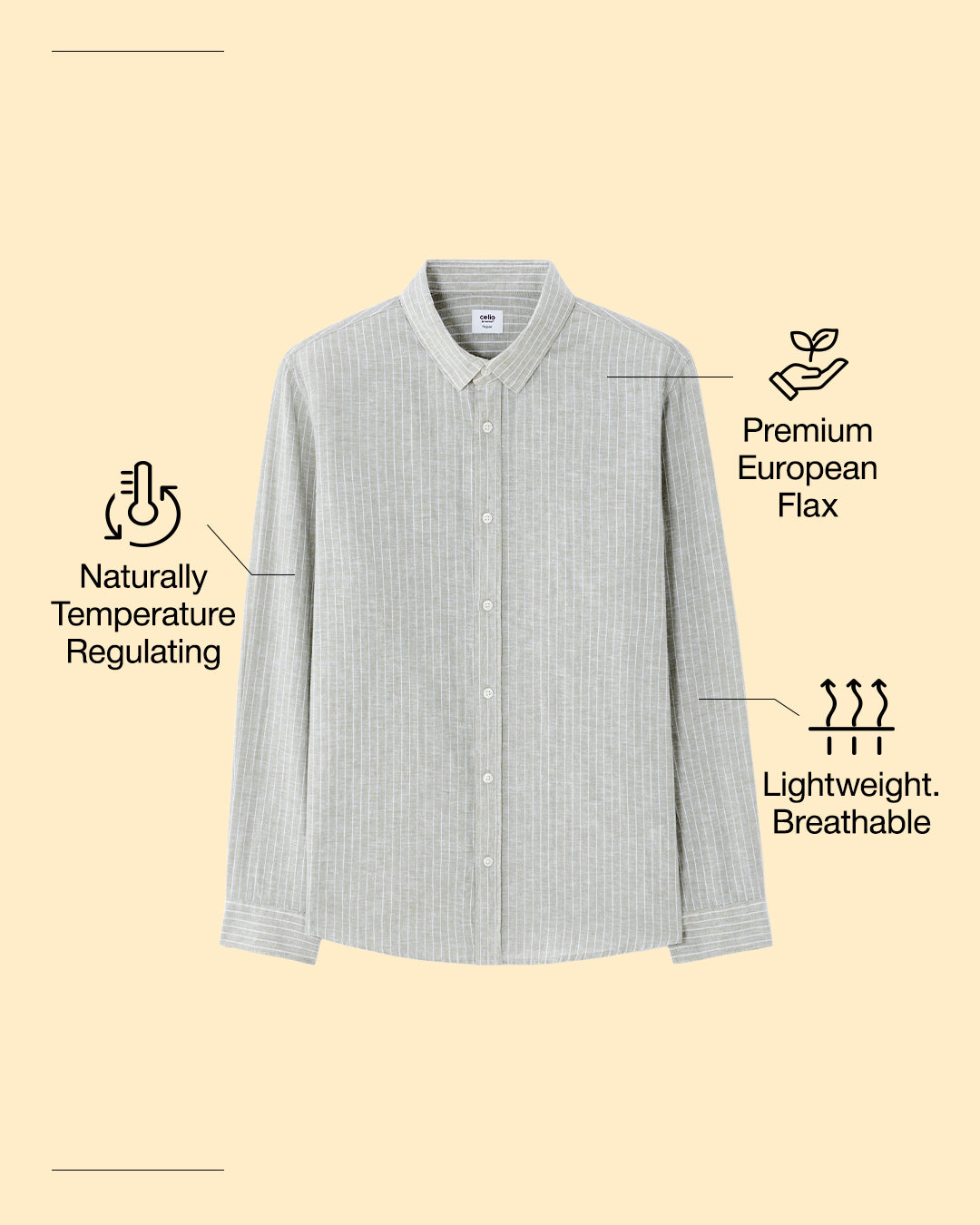 Celio Mens Orange Solid Regular Fit Linen Shirts