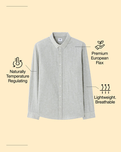 Celio* Men White Printed Regular Fit Cotton-Linen-Blend Shirts
