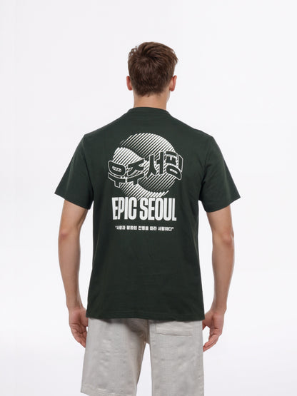 Celio* Men Olive Printed Boxy Cotton T-Shirt