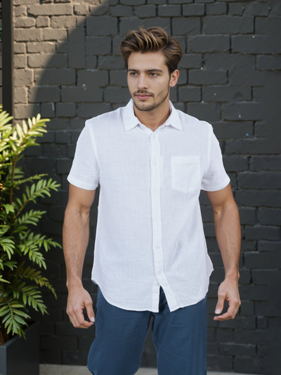 Celio* Men White Solid Regular Fit Cotton Shirt