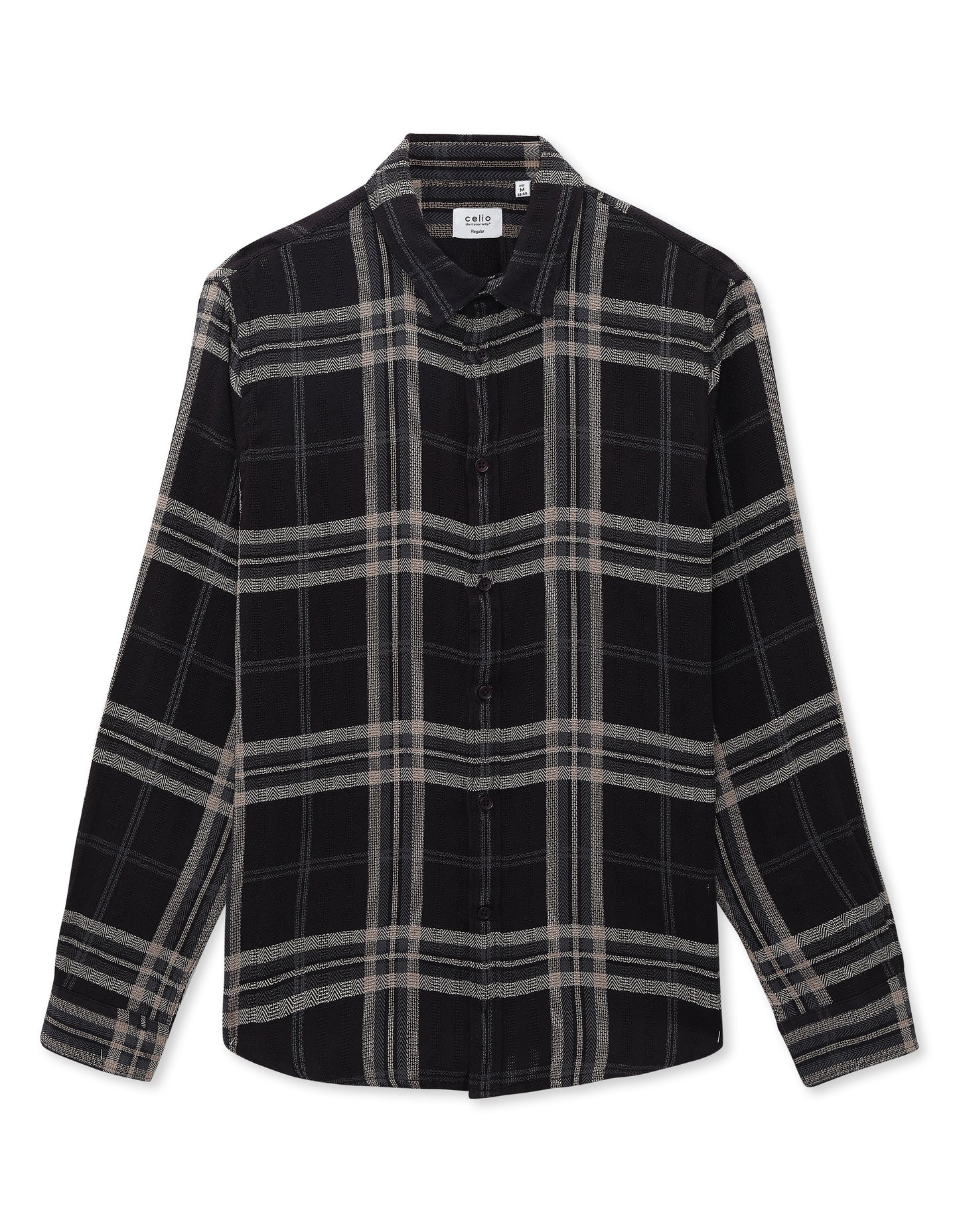 Celio* Men Purple Checked Regular Fit Polyester Shirts