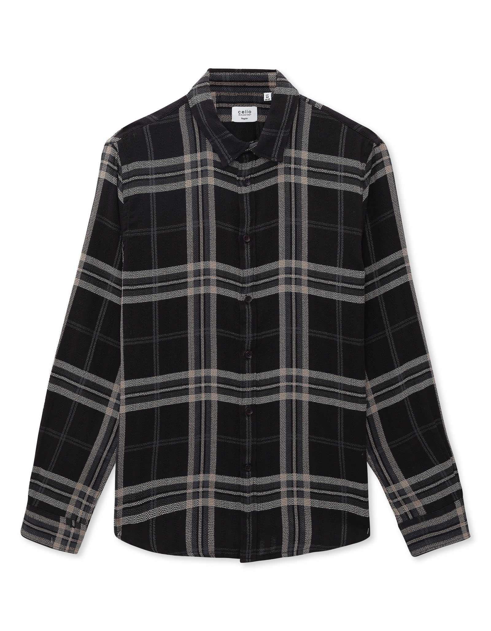 Celio* Men Purple Checked Regular Fit Polyester Shirts