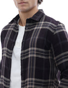 Celio* Men Purple Checked Regular Fit Polyester Shirts