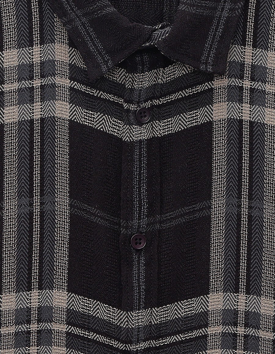 Celio* Men Purple Checked Regular Fit Polyester Shirts