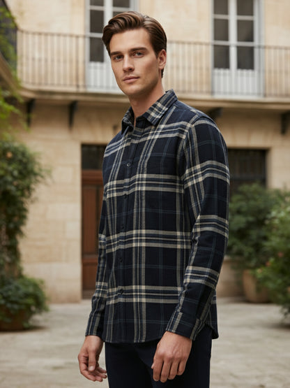 Celio* Men Purple Checked Regular Fit Polyester Shirts