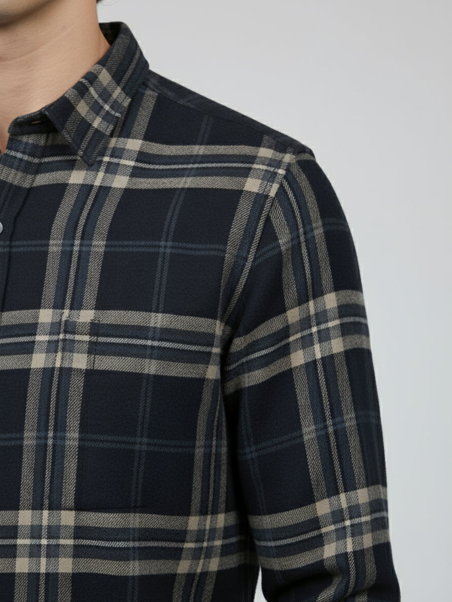 Celio* Men Purple Checked Regular Fit Polyester Shirts