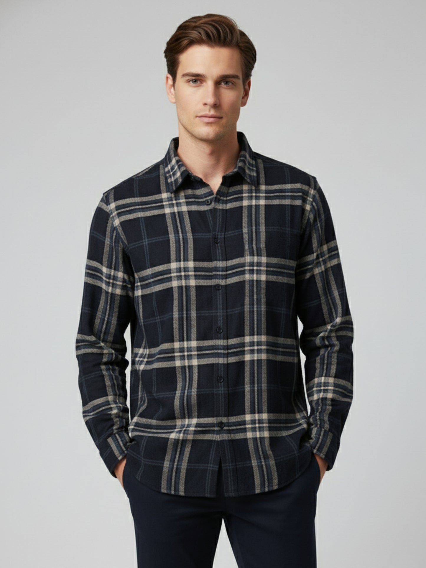 Celio* Men Purple Checked Regular Fit Polyester Shirts