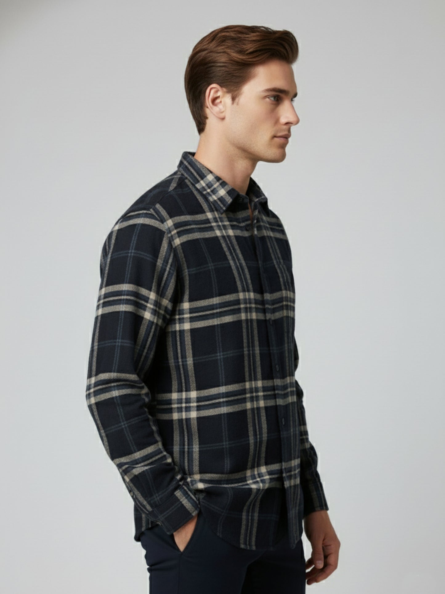 Celio* Men Purple Checked Regular Fit Polyester Shirts