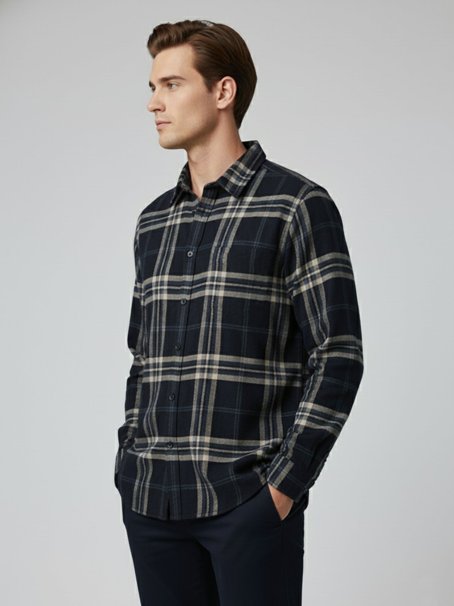 Celio* Men Purple Checked Regular Fit Polyester Shirts