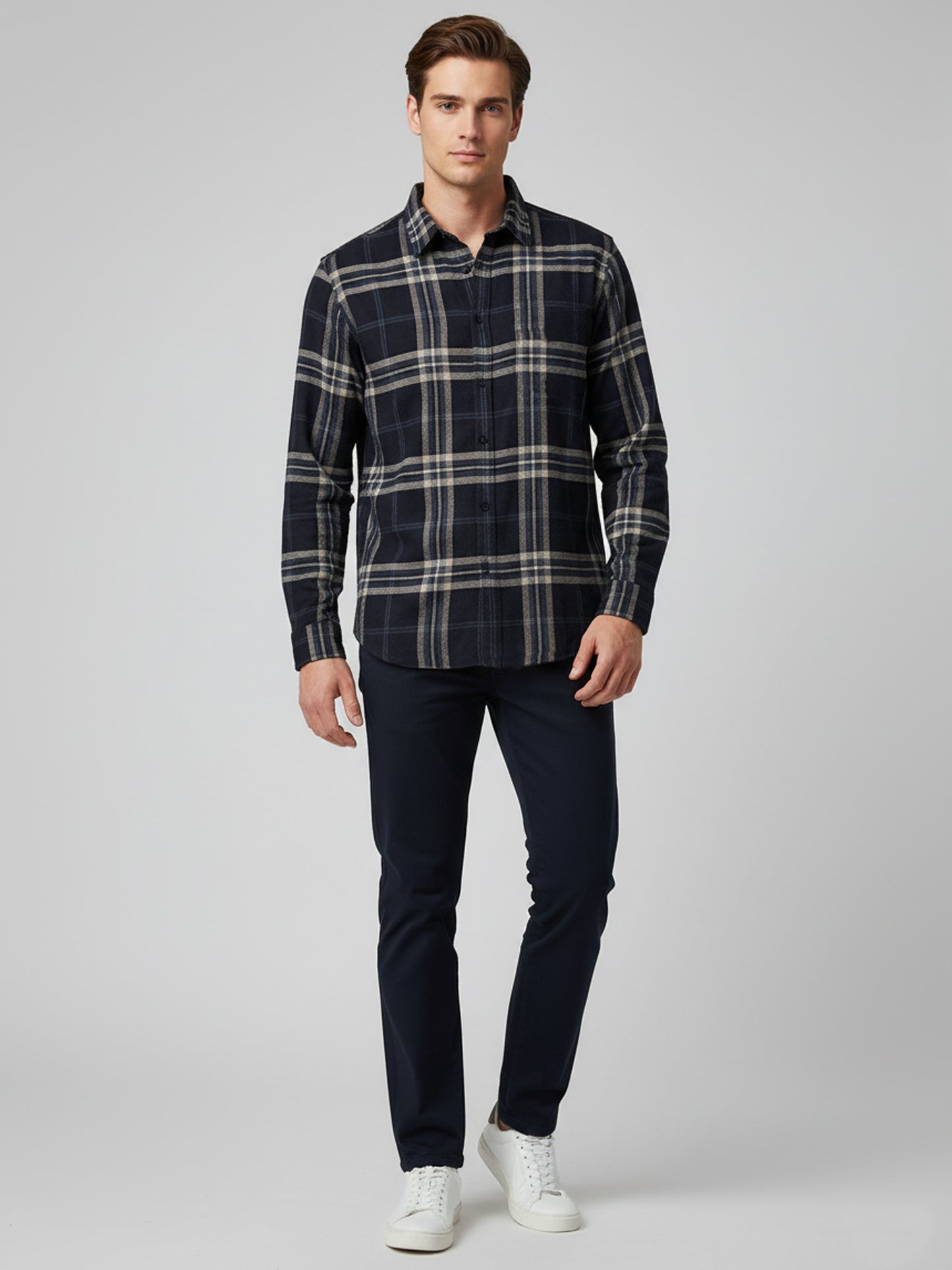 Celio* Men Purple Checked Regular Fit Polyester Shirts