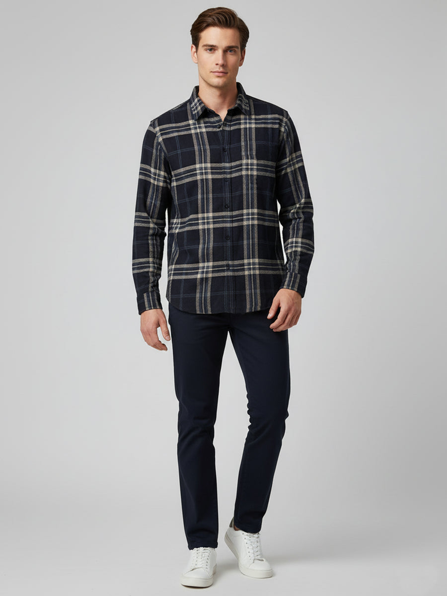 Celio* Men Purple Checked Regular Fit Polyester Shirts