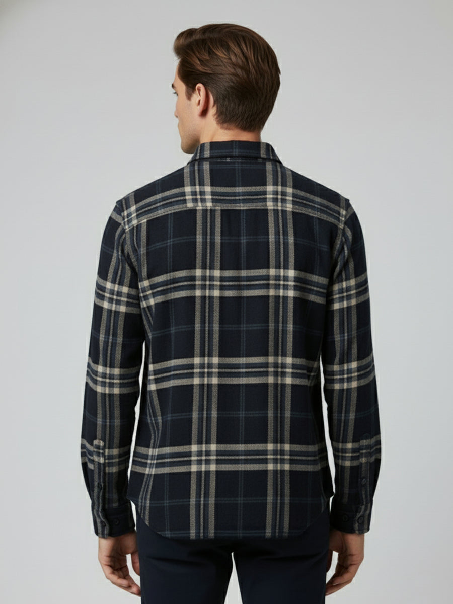 Celio* Men Purple Checked Regular Fit Polyester Shirts