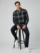 Celio* Men Purple Checked Regular Fit Polyester Shirts