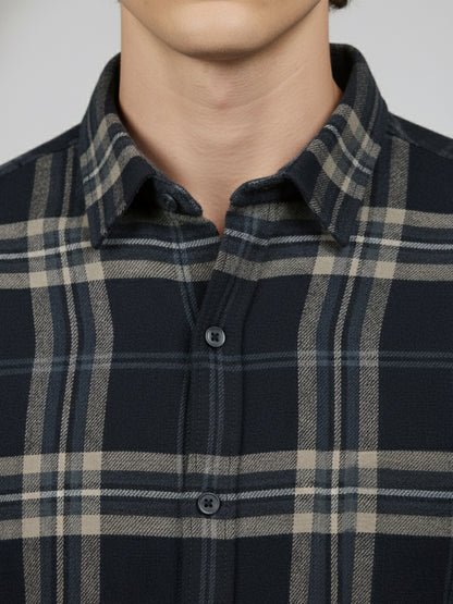 Celio* Men Purple Checked Regular Fit Polyester Shirts