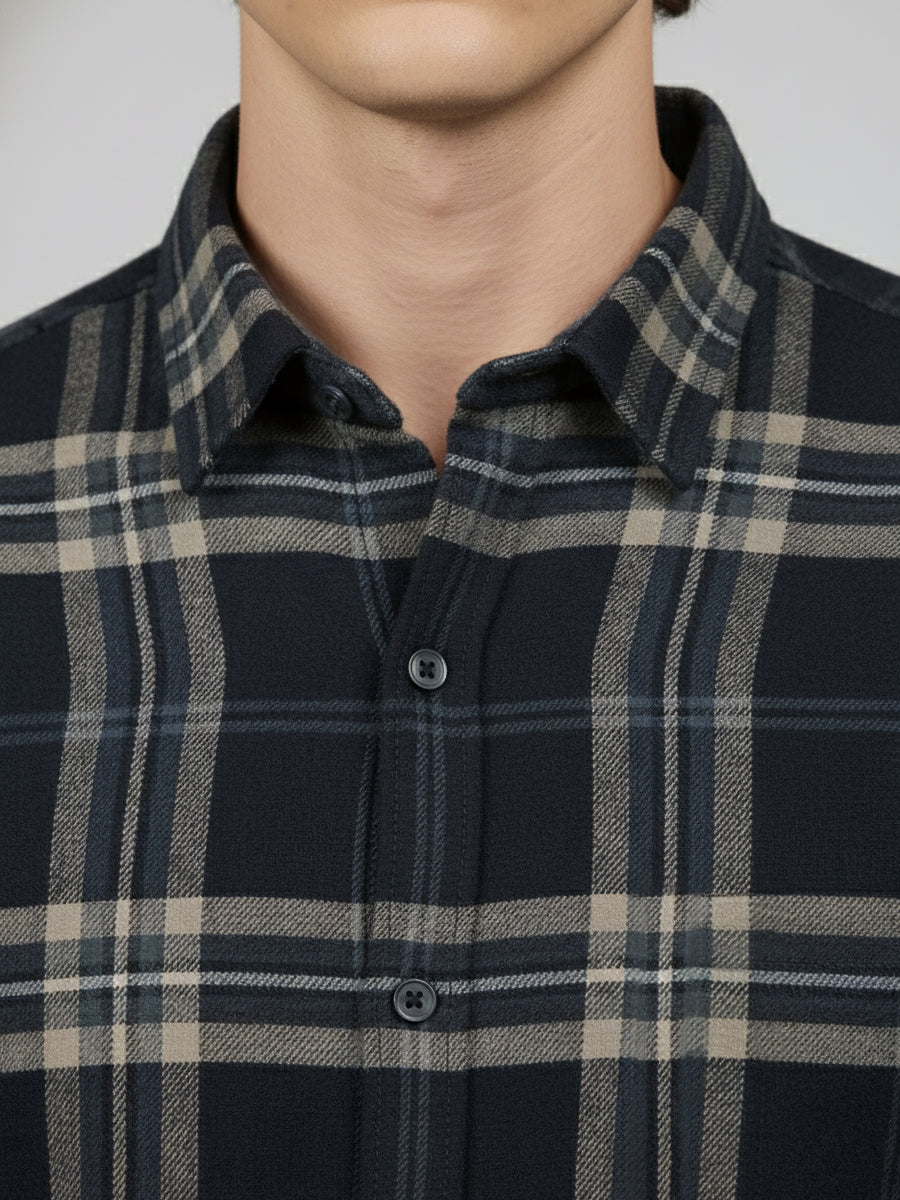 Celio* Men Purple Checked Regular Fit Polyester Shirts