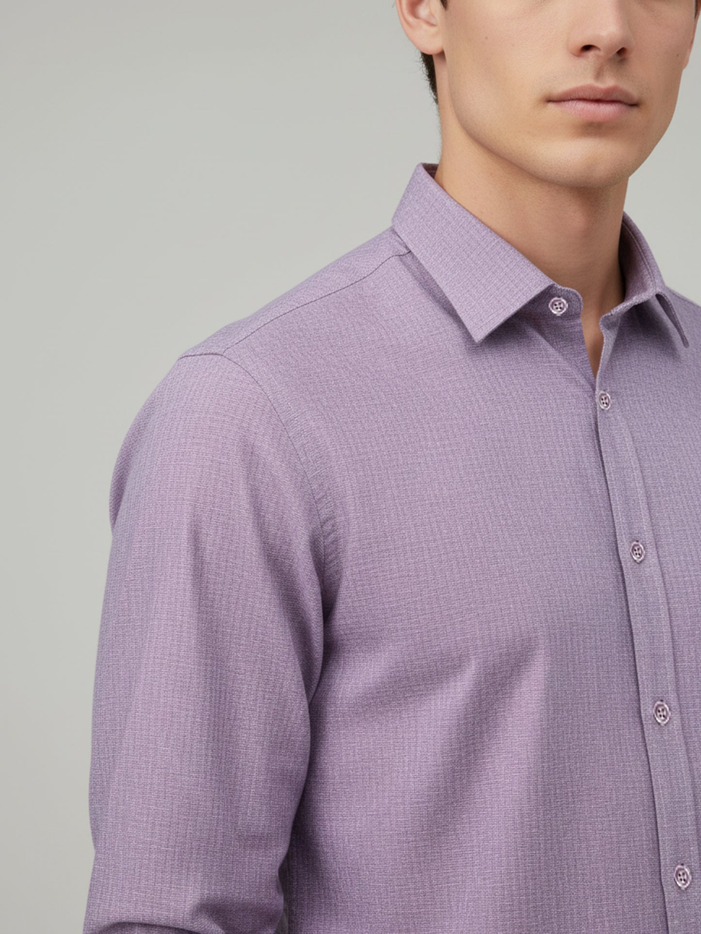 Celio* Men Mauve Solid Regular Fit Cotton Shirts