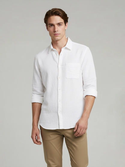 Celio* Men White Solid Regular Fit Cotton Shirts