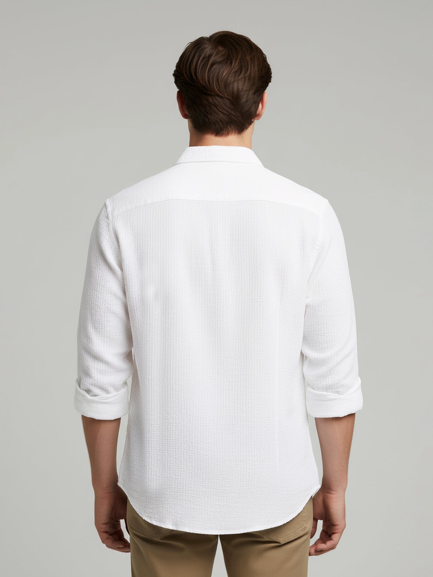 Celio* Men White Solid Regular Fit Cotton Shirts