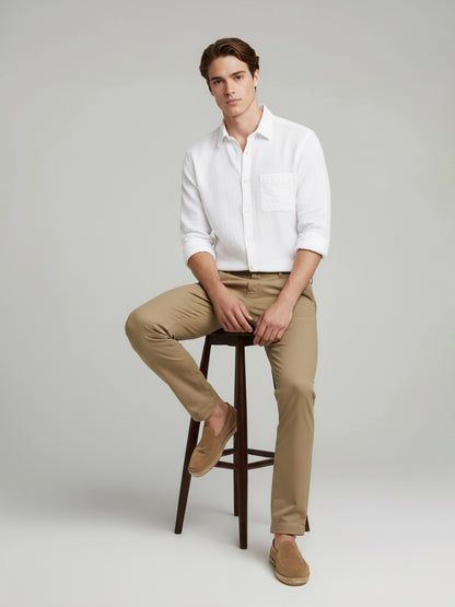 Celio* Men White Solid Regular Fit Cotton Shirts